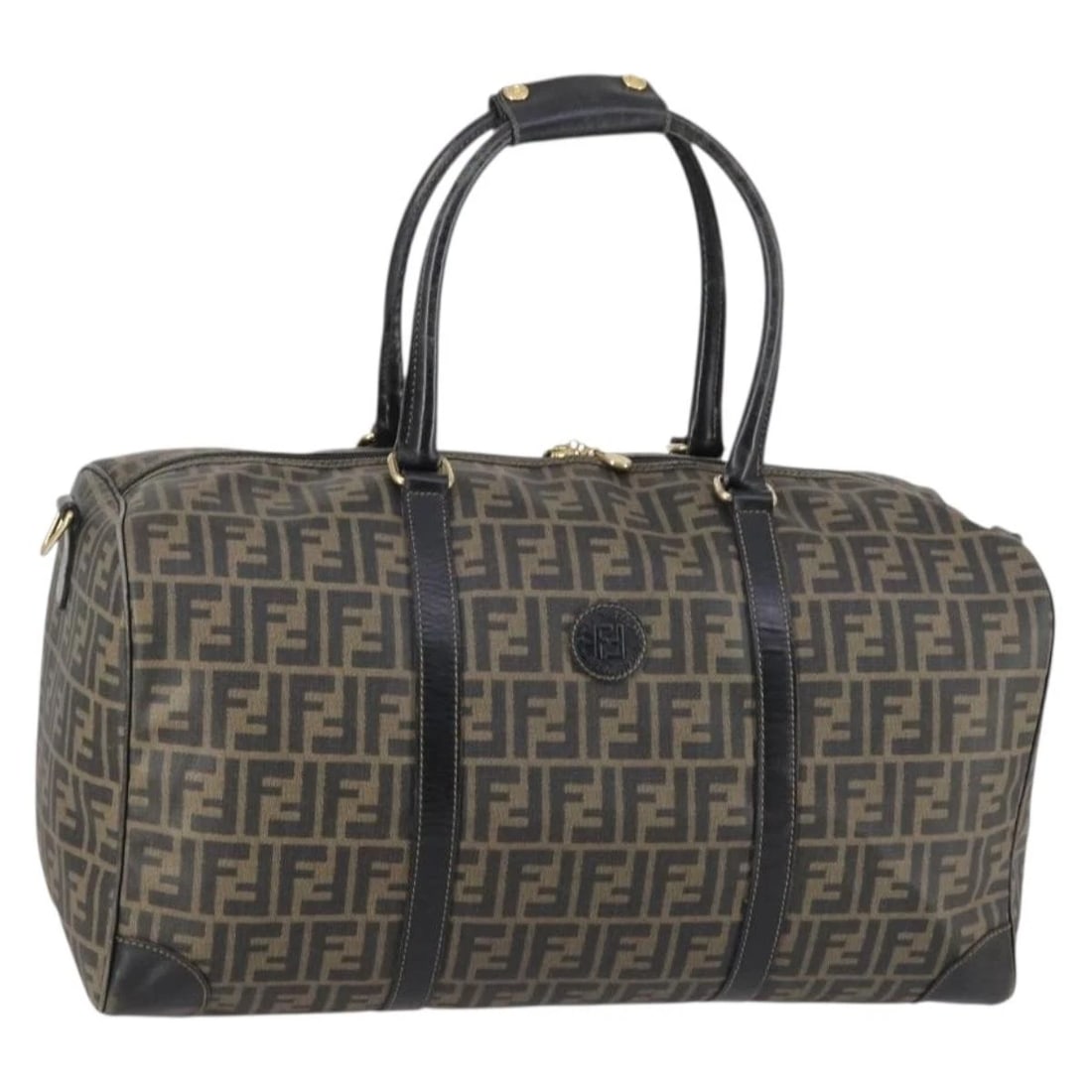 FENDI ZUCCA CANVAS BOSTON BAG PVC BLACK BROWN (1 of 9)