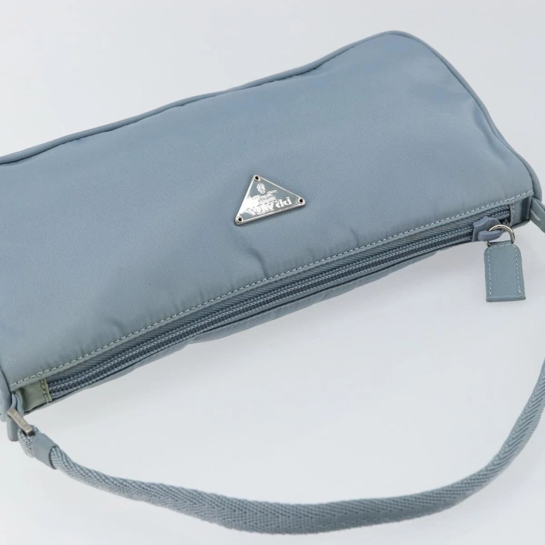 PRADA ACCESSORY POUCH NYLON LIGHT BLUE SILVER - 6