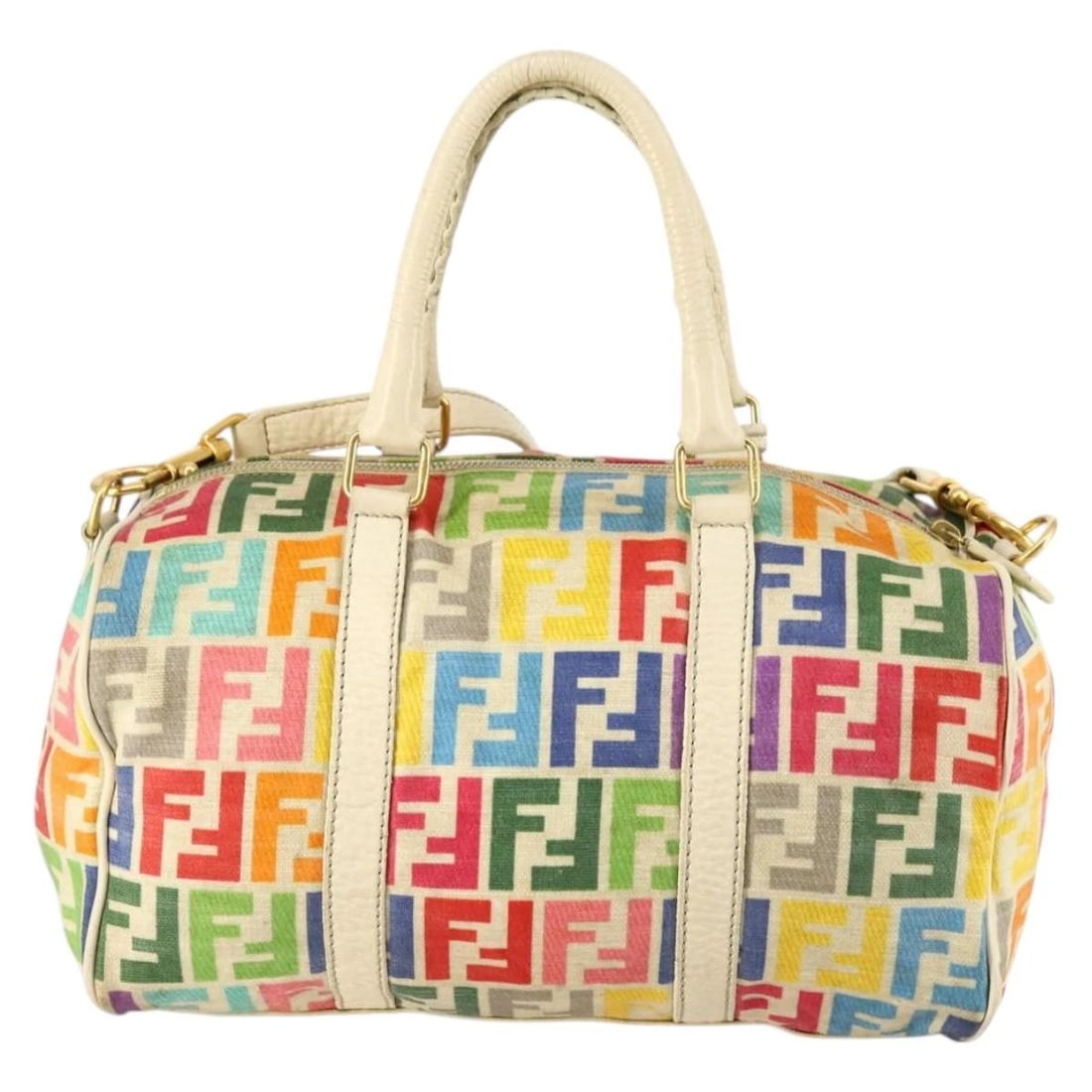 FENDI ZUCCA CANVAS BOSTON BAG: FENDI Zucca Canvas Boston Bag Brand: FENDI Type: Boston Bag Material: PVC Leather/Zucca Canvas Color: Multicolor / Gold Size: W12.2 x H6.7 x D6.3inch(Approx) Shoulder Drop:19.7 - 23.6inch(Approx)