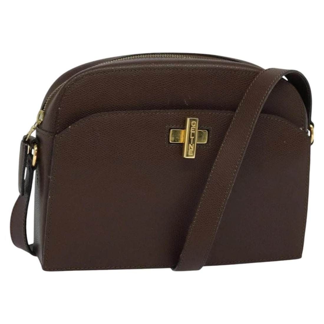 CELINE SHOULDER BAG LEATHER BROWN GOLD (1 of 9)