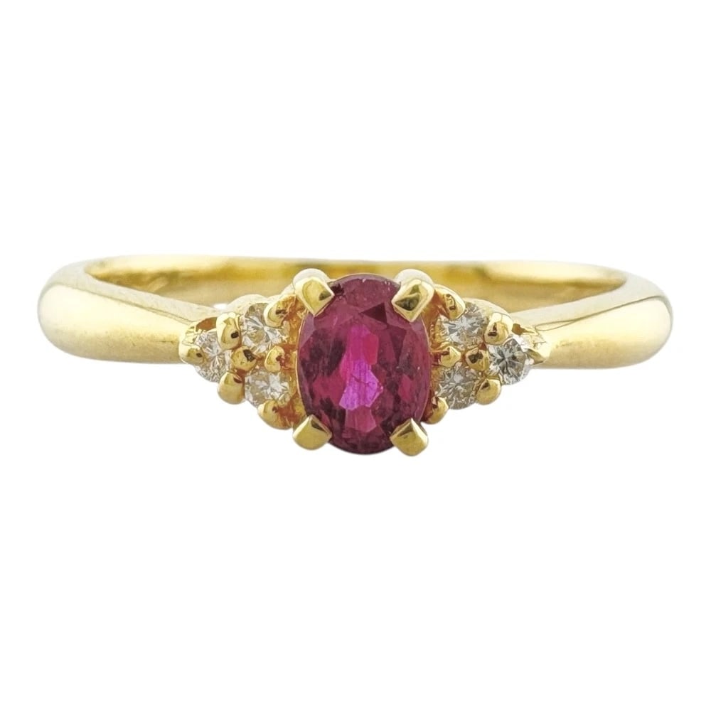 RING K18 YELLOW GOLD RUBY DIAMOND - 2