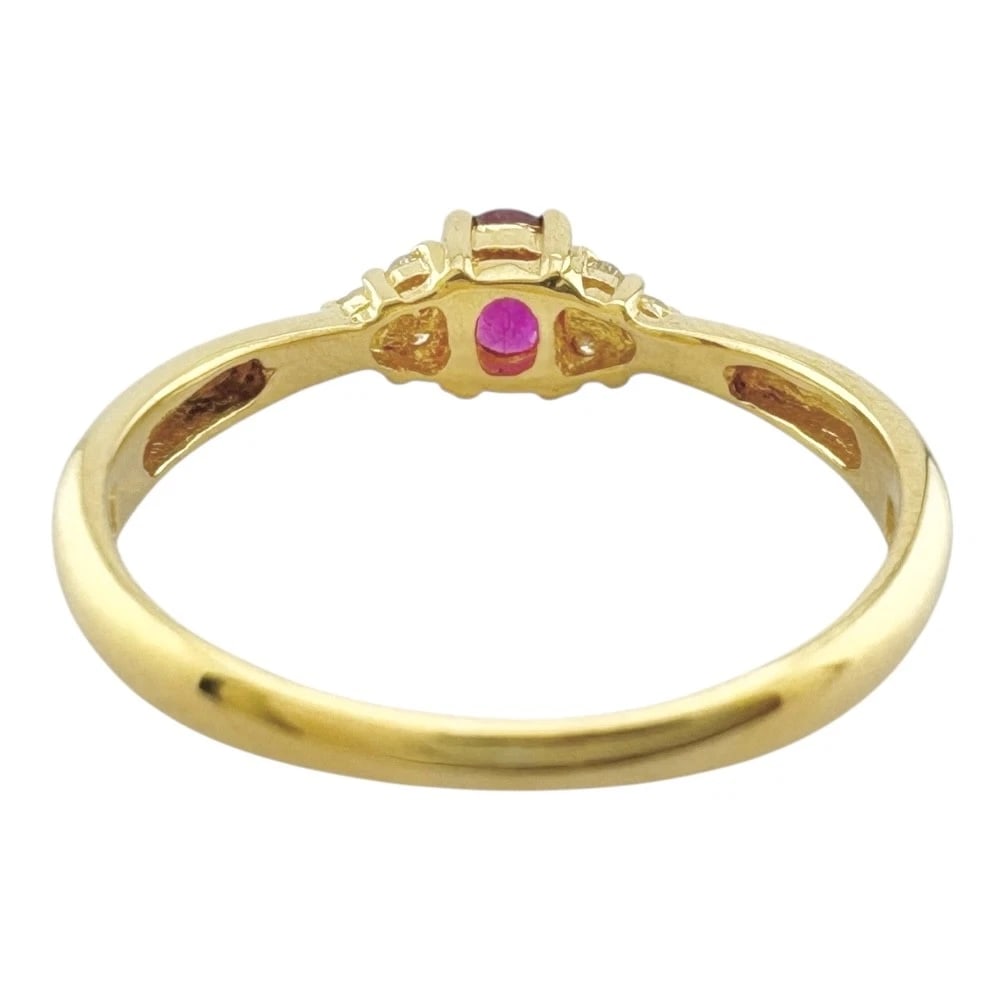RING K18 YELLOW GOLD RUBY DIAMOND - 4