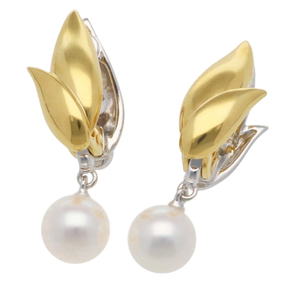 TASAKI EARRING K18 YELLOW GOLD K18 WHITE GOLD: TASAKI Earring K18 yellow gold K18 white gold Brand: TASAKI Type: Earring Material: K18 yellow gold Color: gold / Silver Size: 28.5mm x 7.5mm Pearl Diameter: 0.3 " Accessories: None
