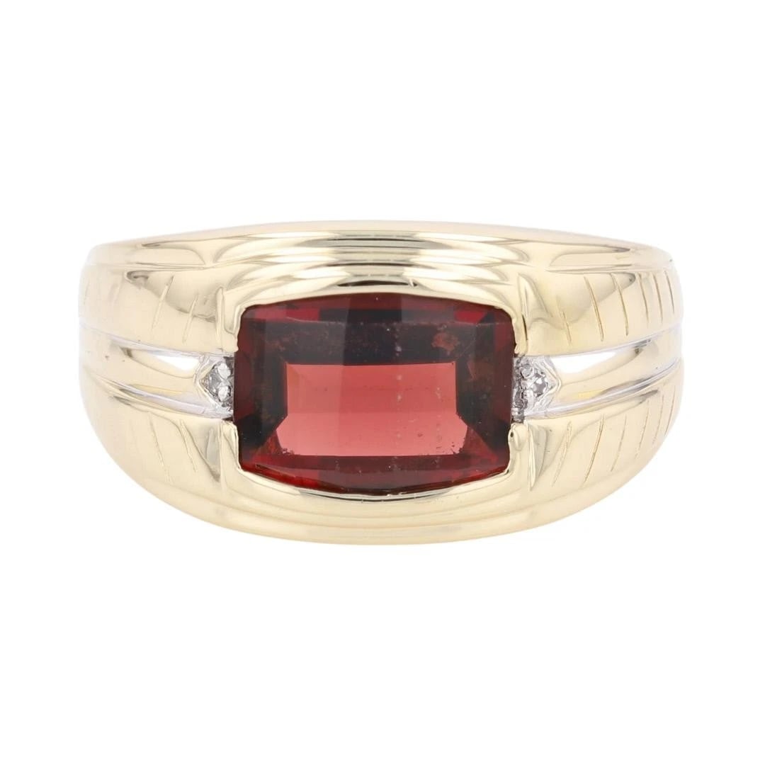 FANCY CUT GARNET WITH DIAMOND ACCENTS STATEMENT RING (1 of 2)