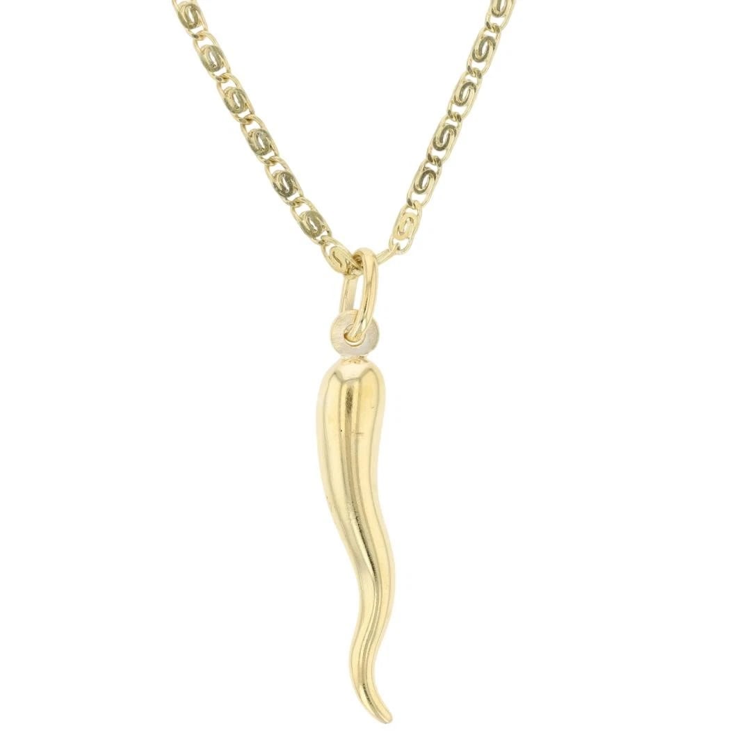 ITALIAN HORN PENDANT NECKLACE 14K YELLOW GOLD: Italian Horn Pendant Necklace 14k Yellow Gold Brand: UNOAERRE Type: Necklace Material: 14k Yellow Gold Color: None Size: Necklace Measurement: 15" Length / 1.9mm Width Pendant Measurement: 1