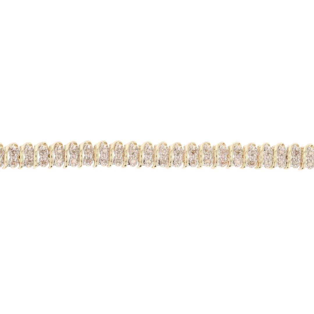 ROUND CUT DIAMOND TENNIS BRACELET 10K YELLOW GOLD (1 of 5)