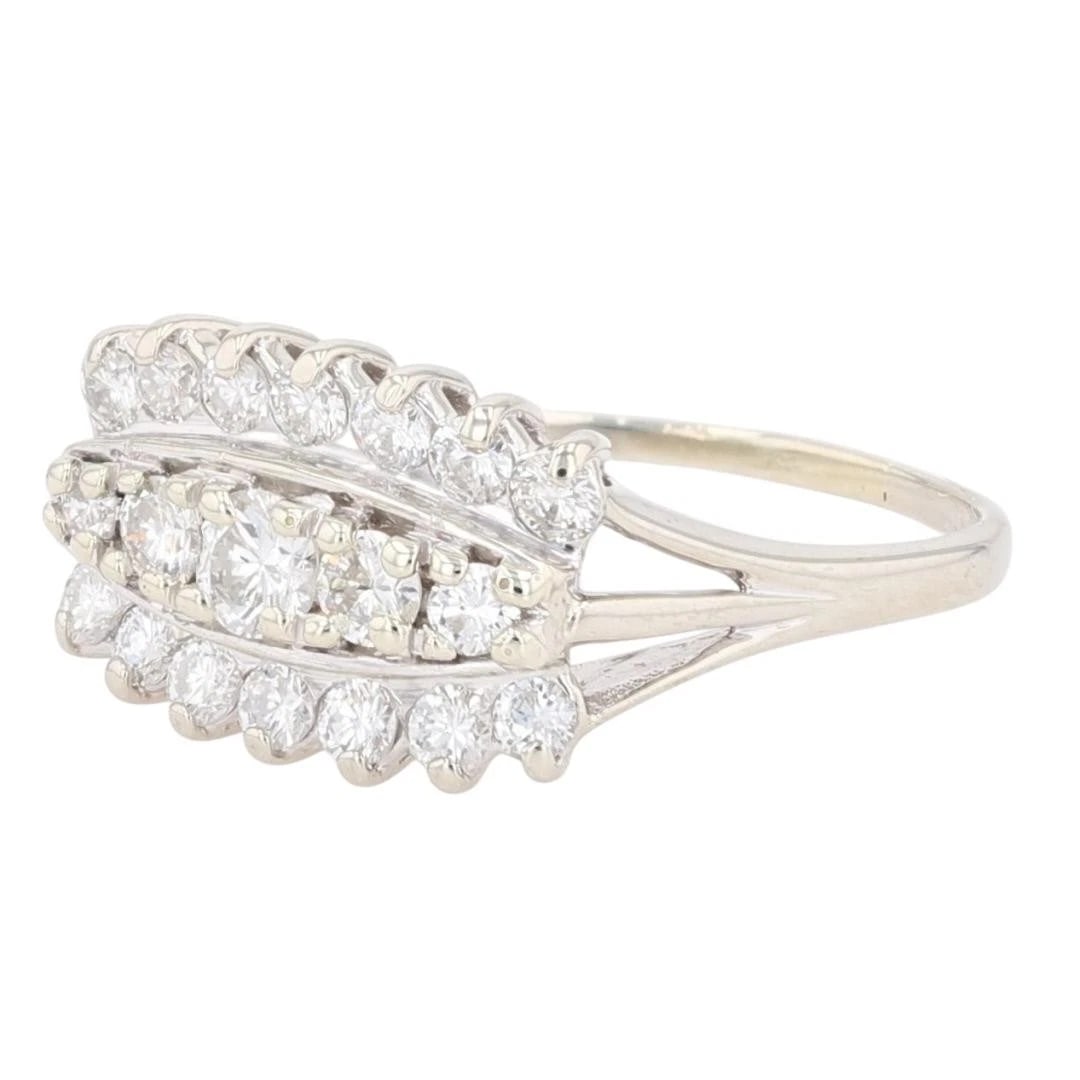 ROUND CUT DIAMOND THREE-ROW STATEMENT RING - 3
