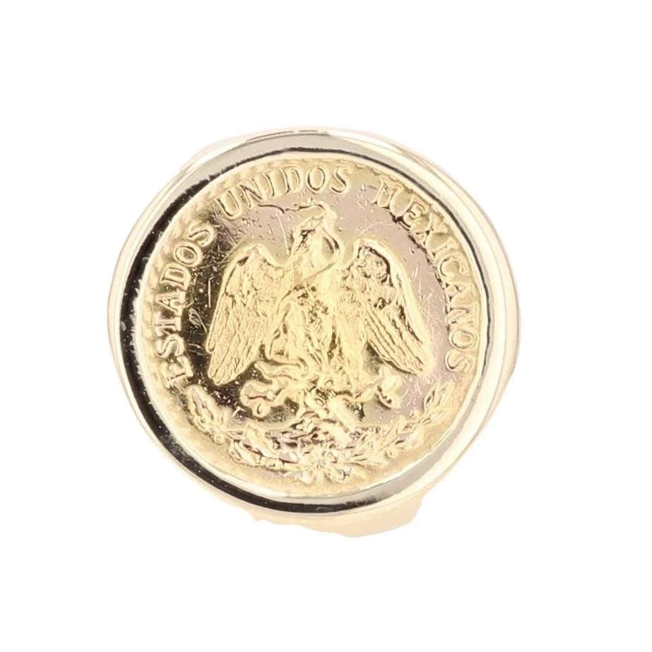 GOLD 2 PESOS SIGNET STATEMENT BAND RING: Gold 2 Pesos Signet Statement Band Ring Brand: Unbranded Type: Ring Material: 14k Yellow Gold Color: None Size: 5 US Accessories: None Accessories Notice: When purchasing pre-owned goods,