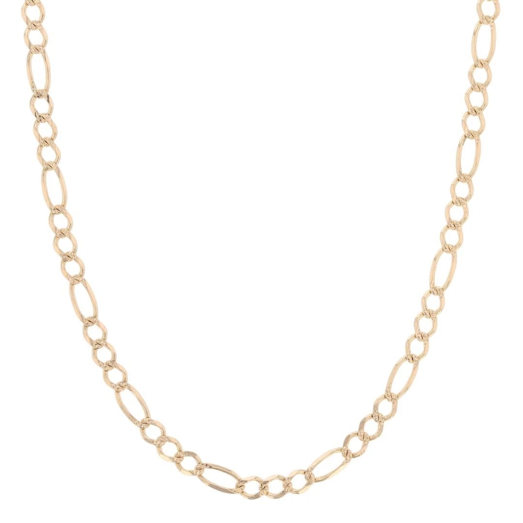 DIAMOND-CUT FIGARO CHAIN NECKLACE 14K YELLOW GOLD: Diamond-Cut Figaro Chain Necklace 14k Yellow Gold Brand: Unbranded Type: Necklace Material: 14k Yellow Gold Color: None Size: Necklace Measurement: 24" Length / 3.5mm Accessories: None Acc