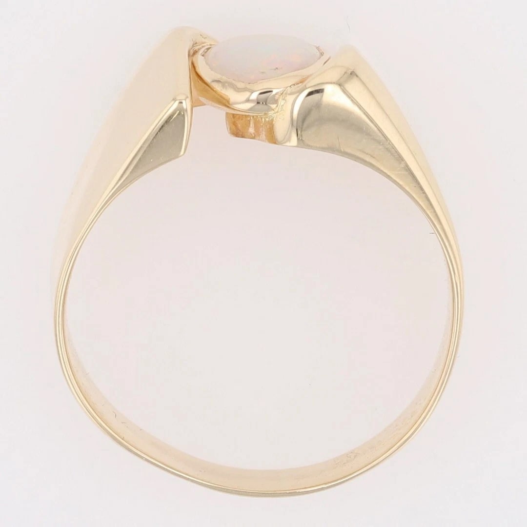 OVAL CABOCHON CUT OPAL SOLITAIRE BYPASS RING - 2