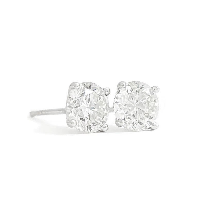 ROUND DIAMOND STUD EARRINGS 14K WHITE GOLD (1 of 2)