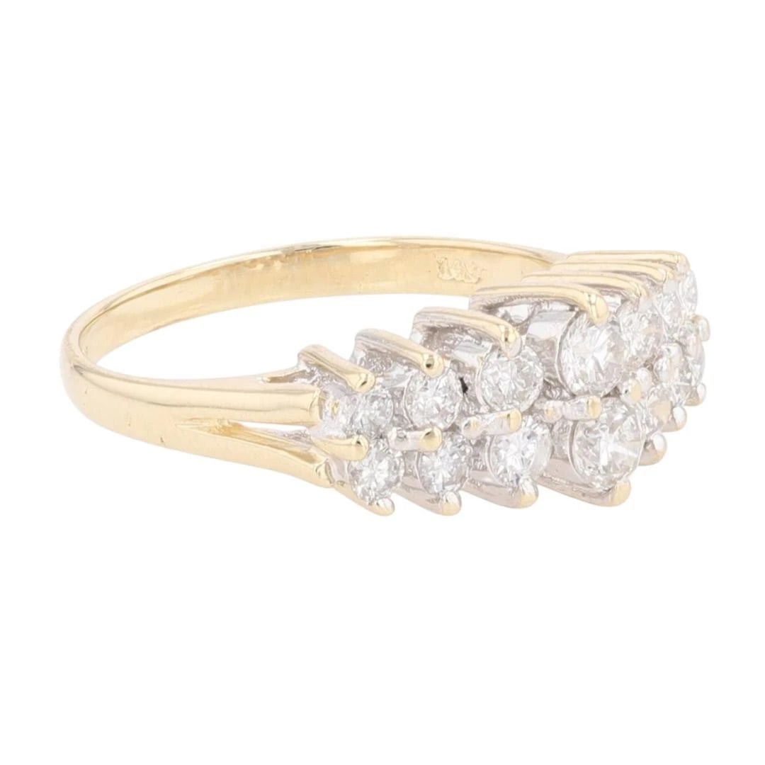 DIAMOND CLUSTER TWO-ROW STATEMENT RING - 2