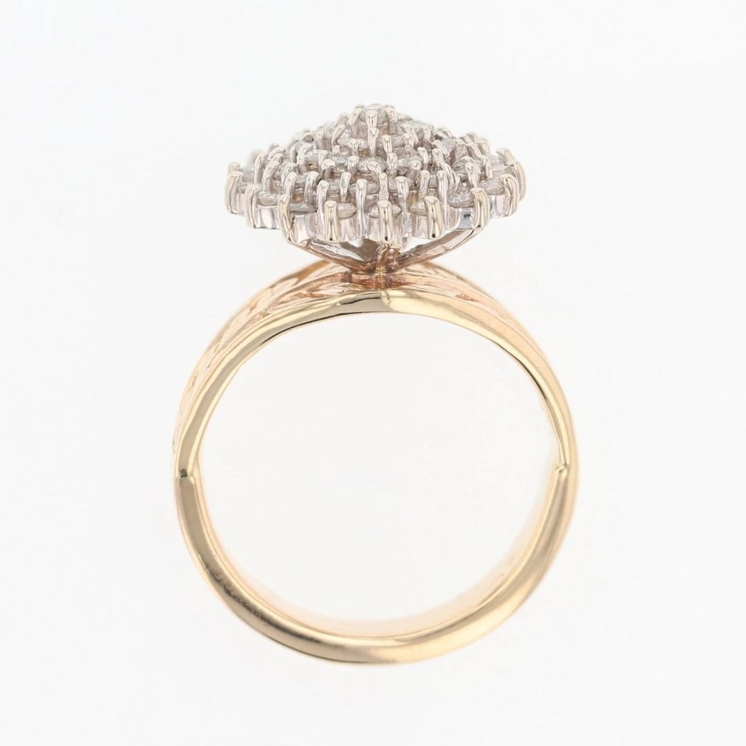 ROUND DIAMOND CLUSTER VINE BAND STATEMENT RING - 2