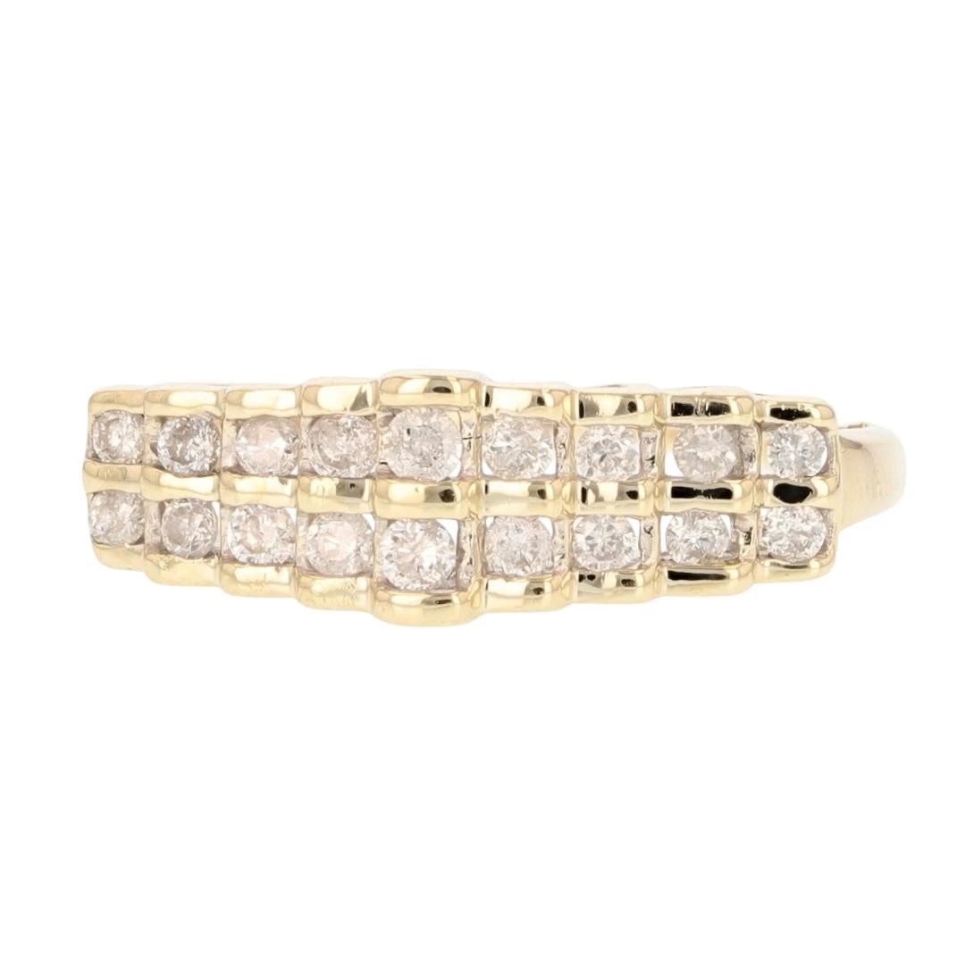 ROUND DIAMOND TWO-ROW BAR SET PYRAMID BAND RING (1 of 2)