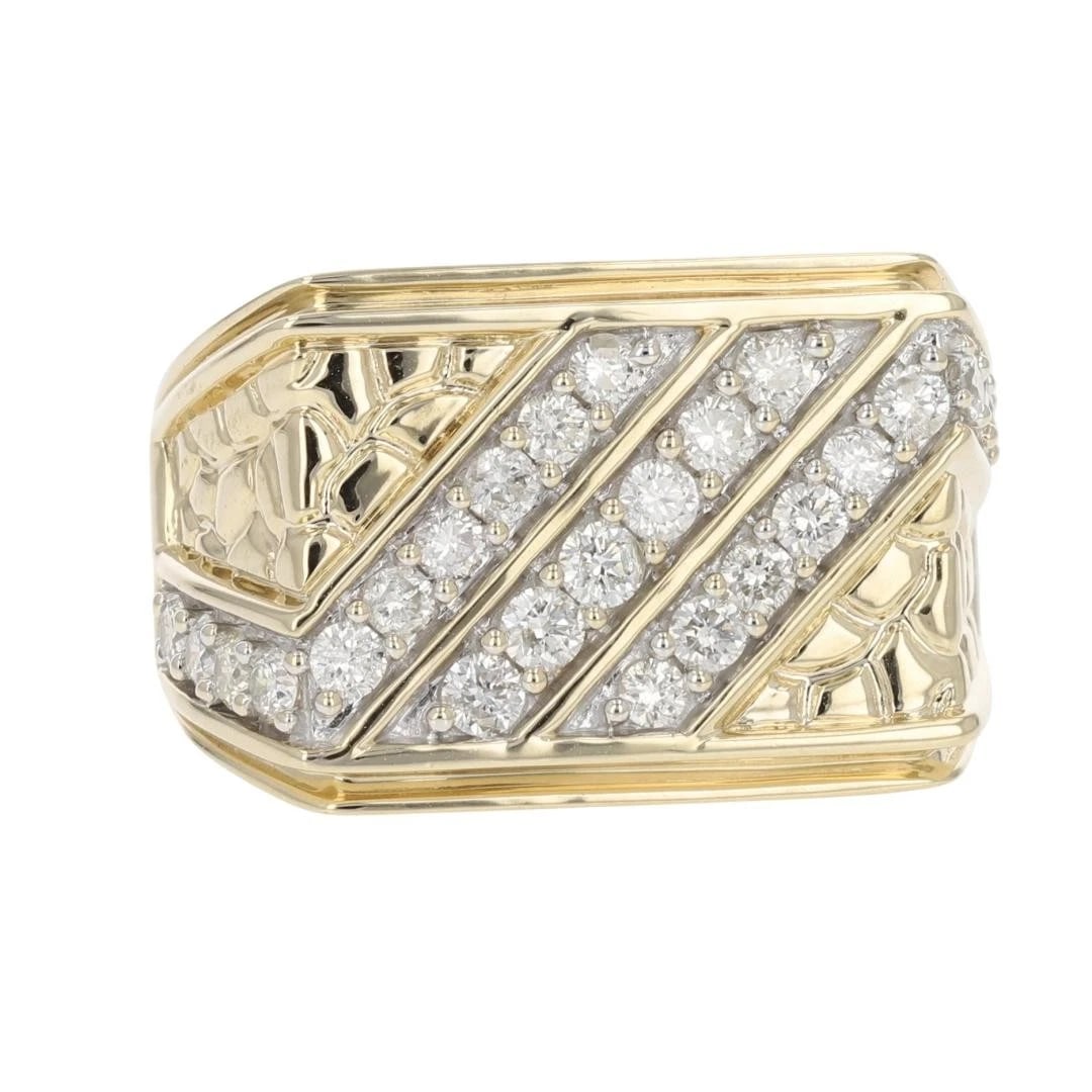 ROUND CUT DIAMOND CLUSTER NUGGET STYLE RING: Round Cut Diamond Cluster Nugget Style Ring Brand: Unbranded Type: Ring Material: 10k Yellow Gold Main Stone/Creation Natural Color: None Size: 10 US Accessories: None Accessories Notice: