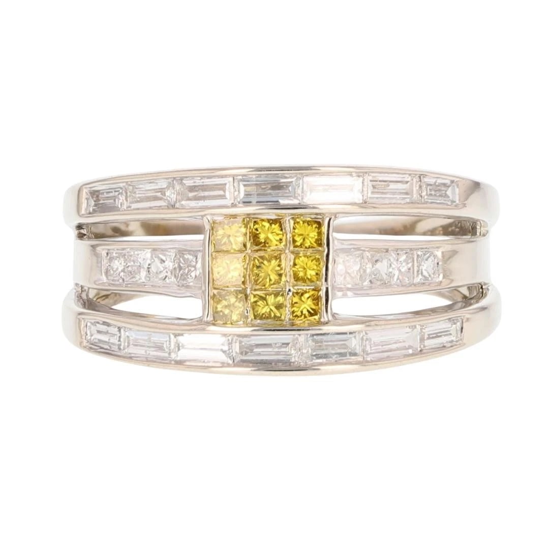 YELLOWPRINCESS DIAMOND CLUSTER 3-ROW BAND RING (1 of 2)
