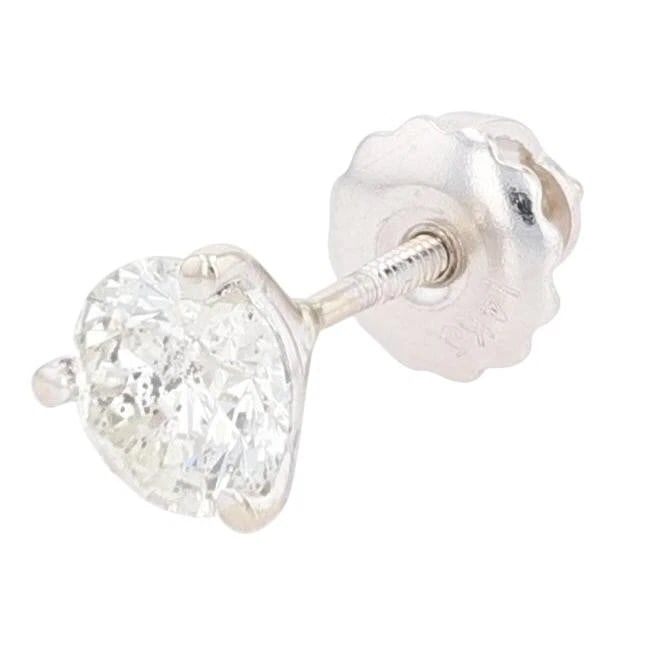 ROUND CUT DIAMOND SOLITAIRE SINGLE STUD SCREW BACK EARRING - 3