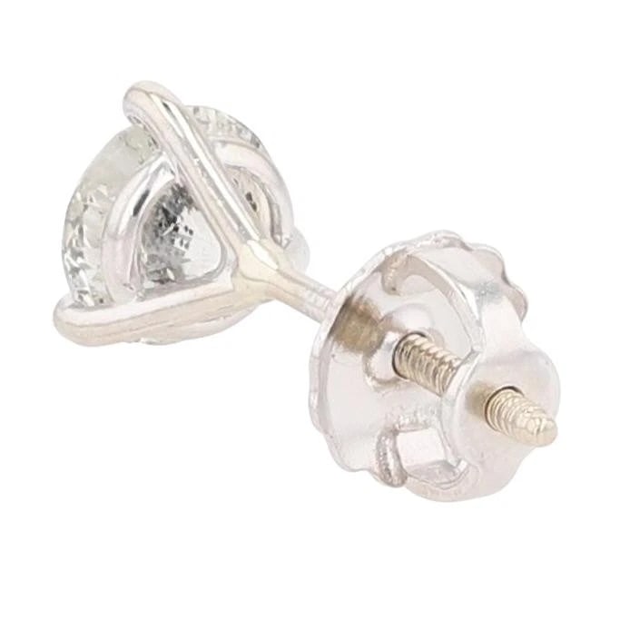 ROUND CUT DIAMOND SOLITAIRE SINGLE STUD SCREW BACK EARRING - 4