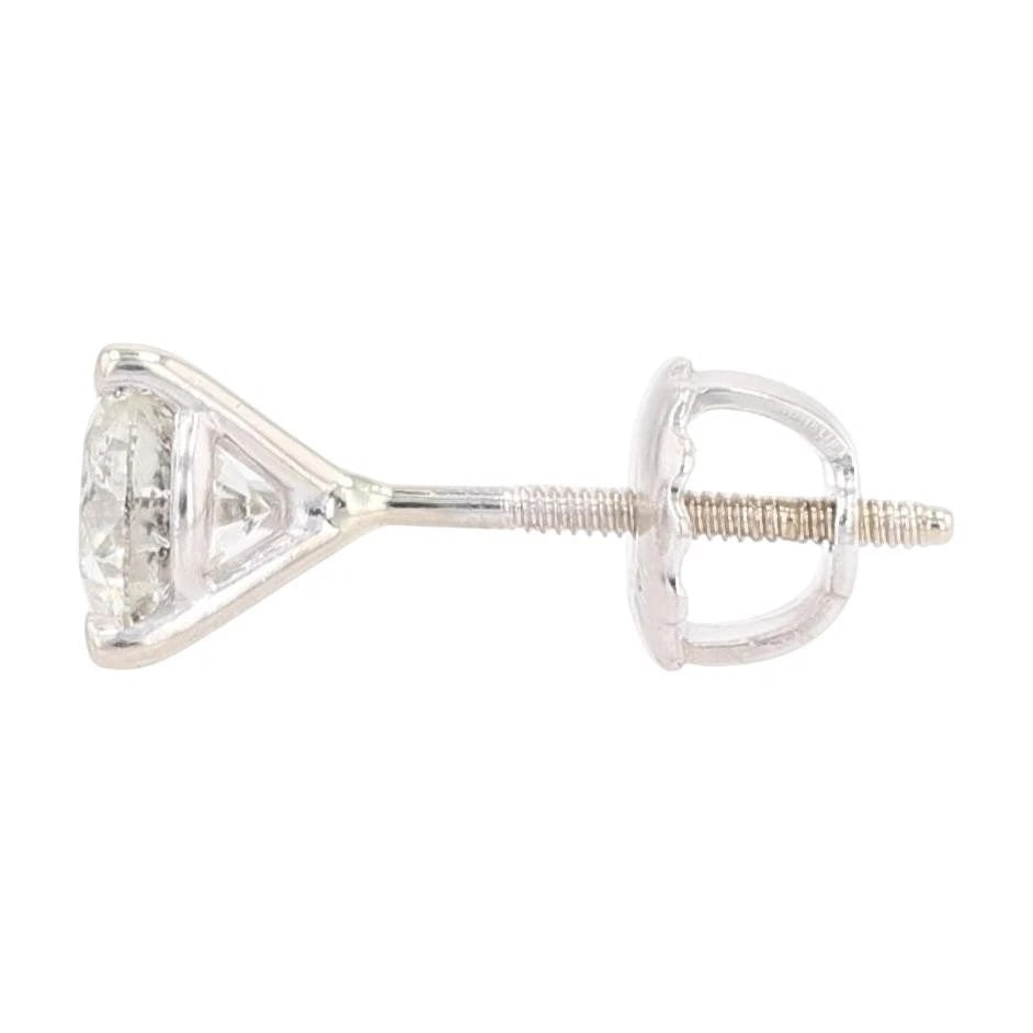 ROUND CUT DIAMOND SOLITAIRE SINGLE STUD SCREW BACK EARRING - 5