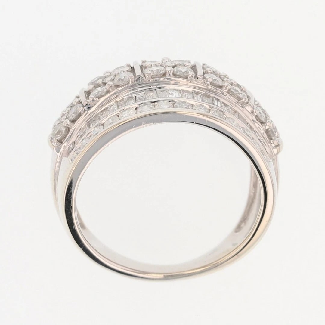 DIAMOND CLUSTER MULTI-ROW WIDE STATEMENT BAND RING - 2