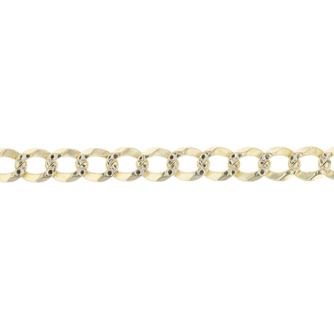 TEXTURED CURB LINK CHAIN BRACELET 14K MULTI-TONE GOLD: Textured Curb Link Chain Bracelet 14k Multi-Tone Gold Brand: Unbranded Type: Bracelet Material: 14k Multi-Tone Gold Color: None Size: Bracelet Measurement: 8.5" Length / 5.9mm Accessories: