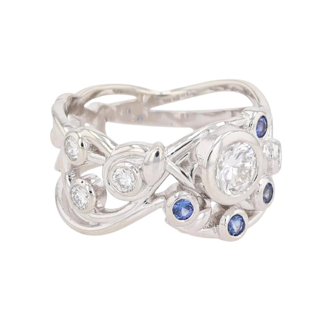 DIAMOND SOLITAIRE WITH BLUE DIAMOND RING - 2