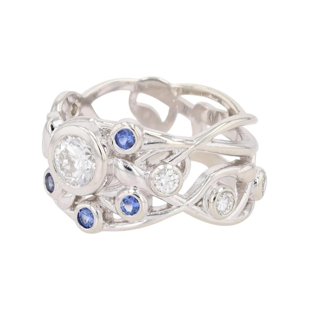 DIAMOND SOLITAIRE WITH BLUE DIAMOND RING - 3