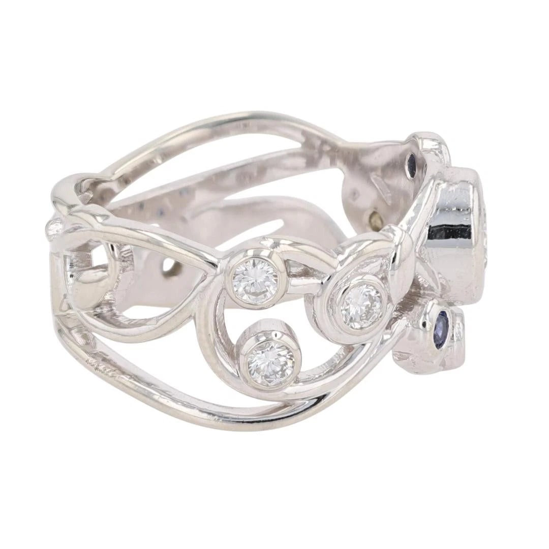 DIAMOND SOLITAIRE WITH BLUE DIAMOND RING - 4