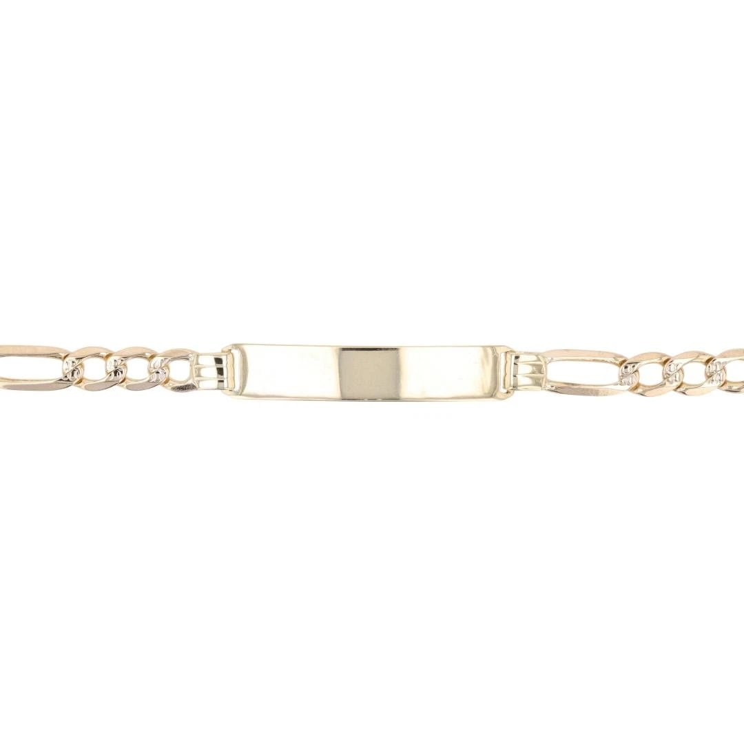 DIAMOND CUT FIGARO CHAIN ID BRACELET 14K MULTI-TONE GOLD: Diamond Cut Figaro Chain ID Bracelet 14k Multi-Tone Gold Brand: Unbranded Type: Bracelet Material: 14k Multi-Tone Gold Color: None Size: Bracelet Measurement: 6.25" Length / 4.5mm ID Measurement: