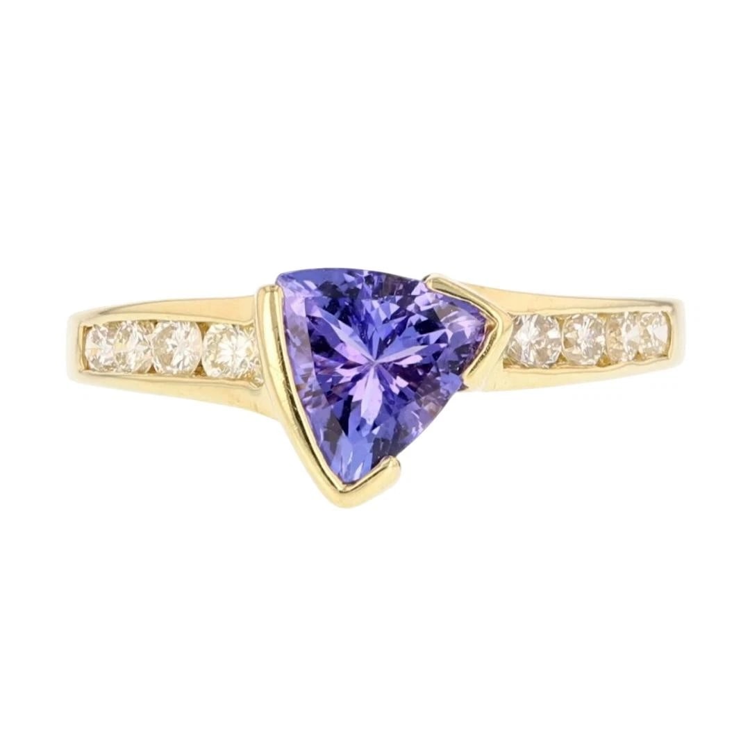 TRILLION CUT TANZANITE W/ DIAMOND ACCENTS RING (1 of 2)