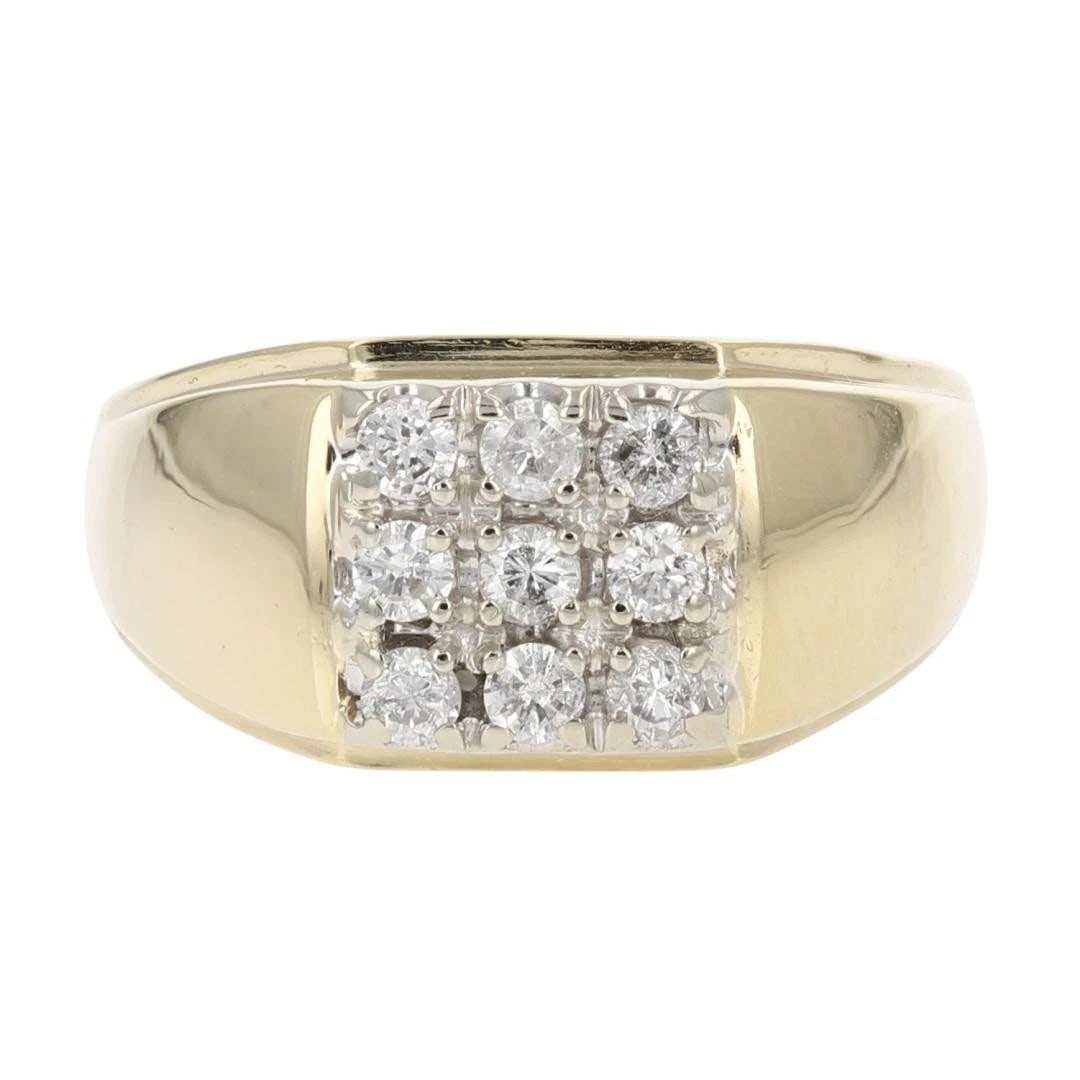 ROUND CUT DIAMOND CLUSTER SIGNET RING (1 of 2)