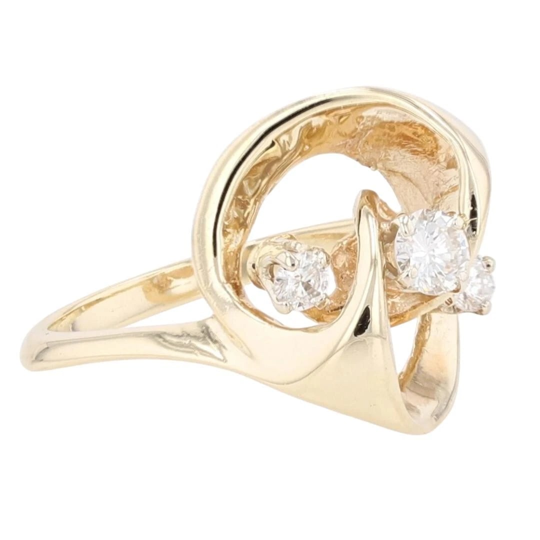 ROUND DIAMOND THREE-STONE BYPASS STATEMENT RING - 2
