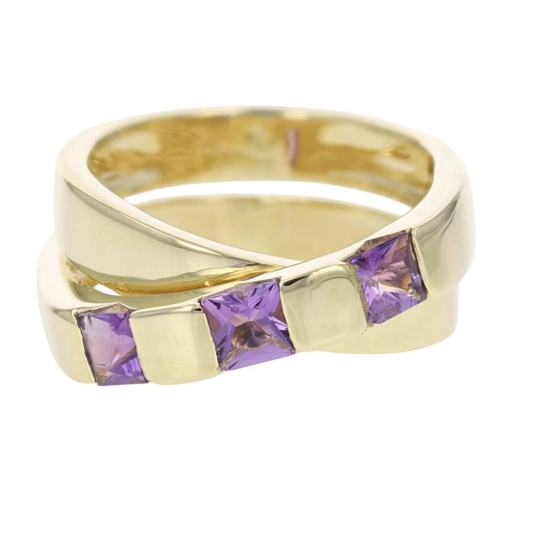 PRINCESS CUT AMETHYST CRISSCROSS RING (1 of 2)