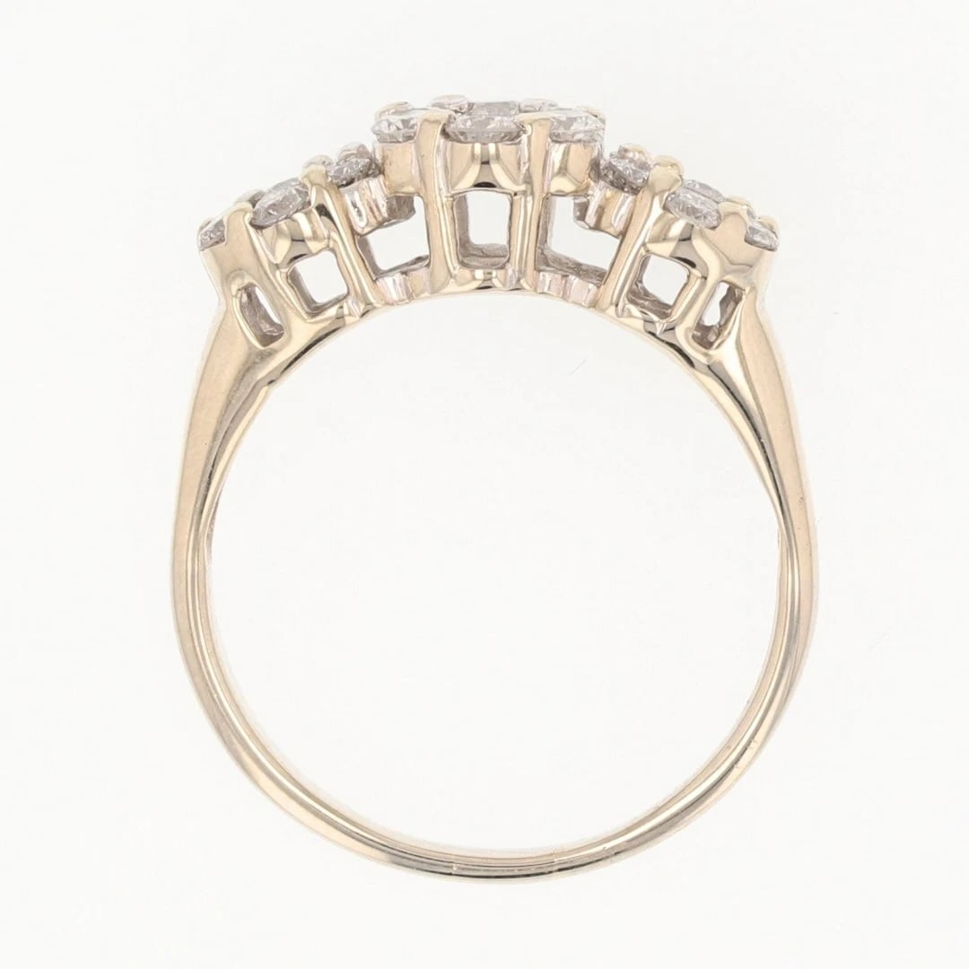 ROUND CUT DIAMOND THREE-CLUSTER STATEMENT RING - 2