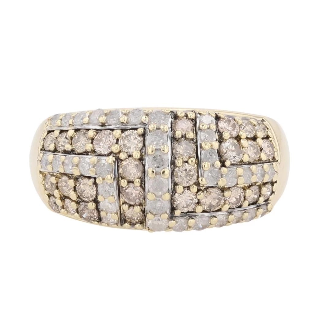 ROUND DIAMOND CLUSTER STATEMENT RING: Round Diamond Cluster Statement Ring Brand: Unbranded Type: Ring Material: 10k Multi-Tone Gold Main Stone/Creation Natural Color: None Size: 5.25 US Accessories: None Accessories Notice: W