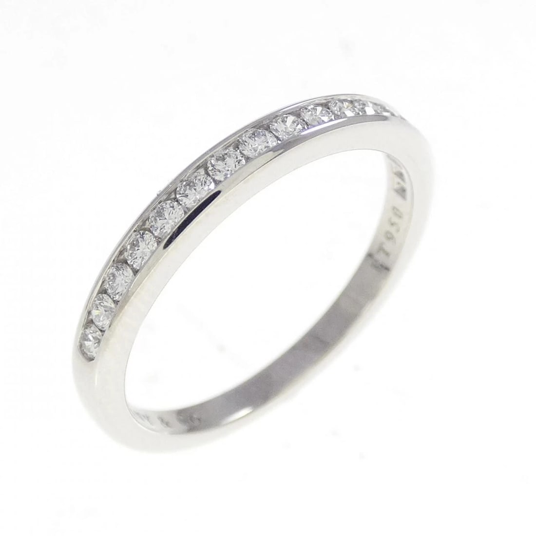 TIFFANY & CO. HALF CIRCLE CHANNEL SETTING RING: Tiffany & Co. half Circle channel setting Ring Brand: Tiffany Type: Ring Material: Platinum 950 Main Stone Natural Color: Platinum Size: 5.5 (US size) Accessories: None Accessories Notice: