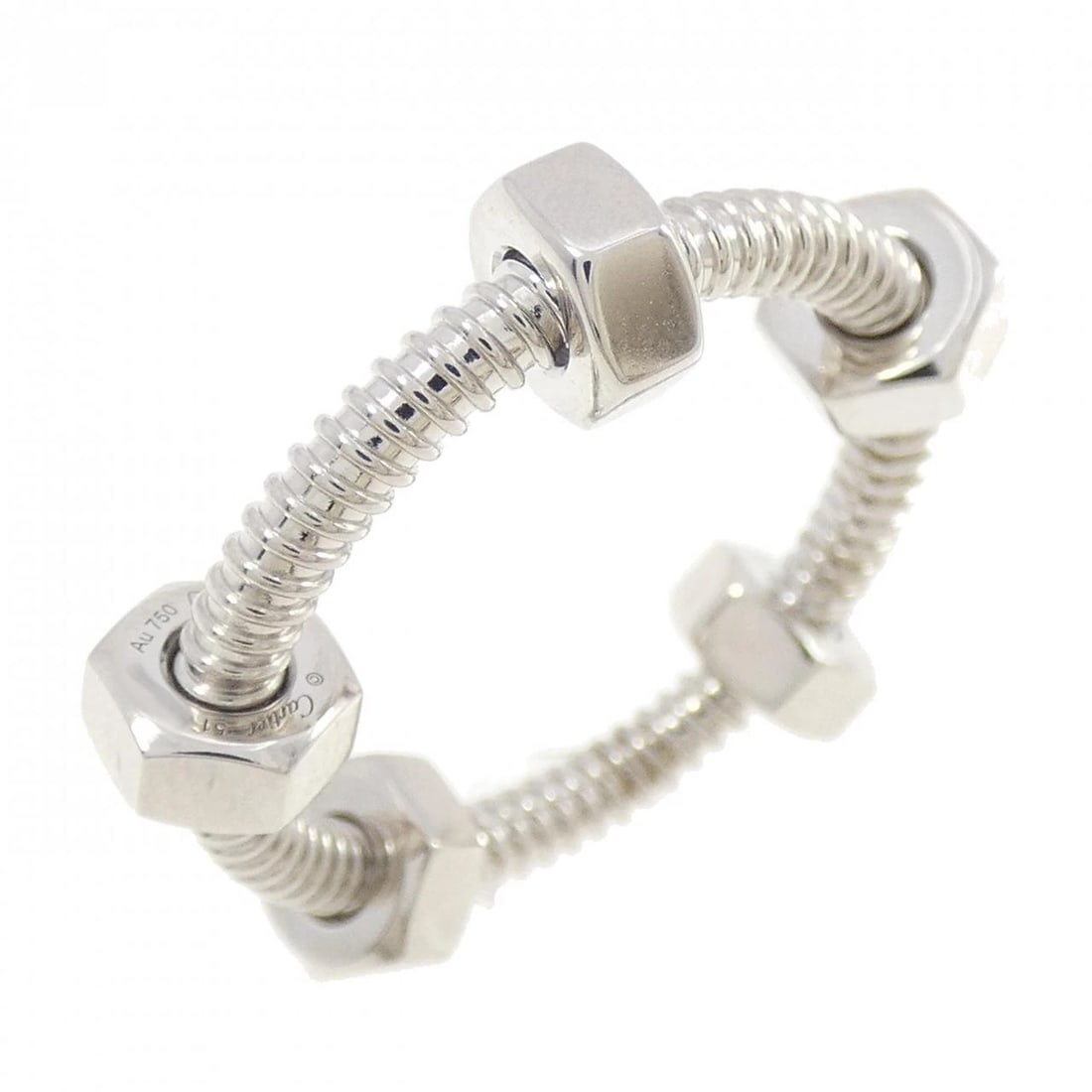 CARTIER ECROU RING: Cartier Ecrou Ring Brand: Cartier Type: Ring Material: 750 White Gold Color: White Gold Size: 6 (US size) Accessories: None Accessories Notice: When purchasing pre-owned goods, please refe