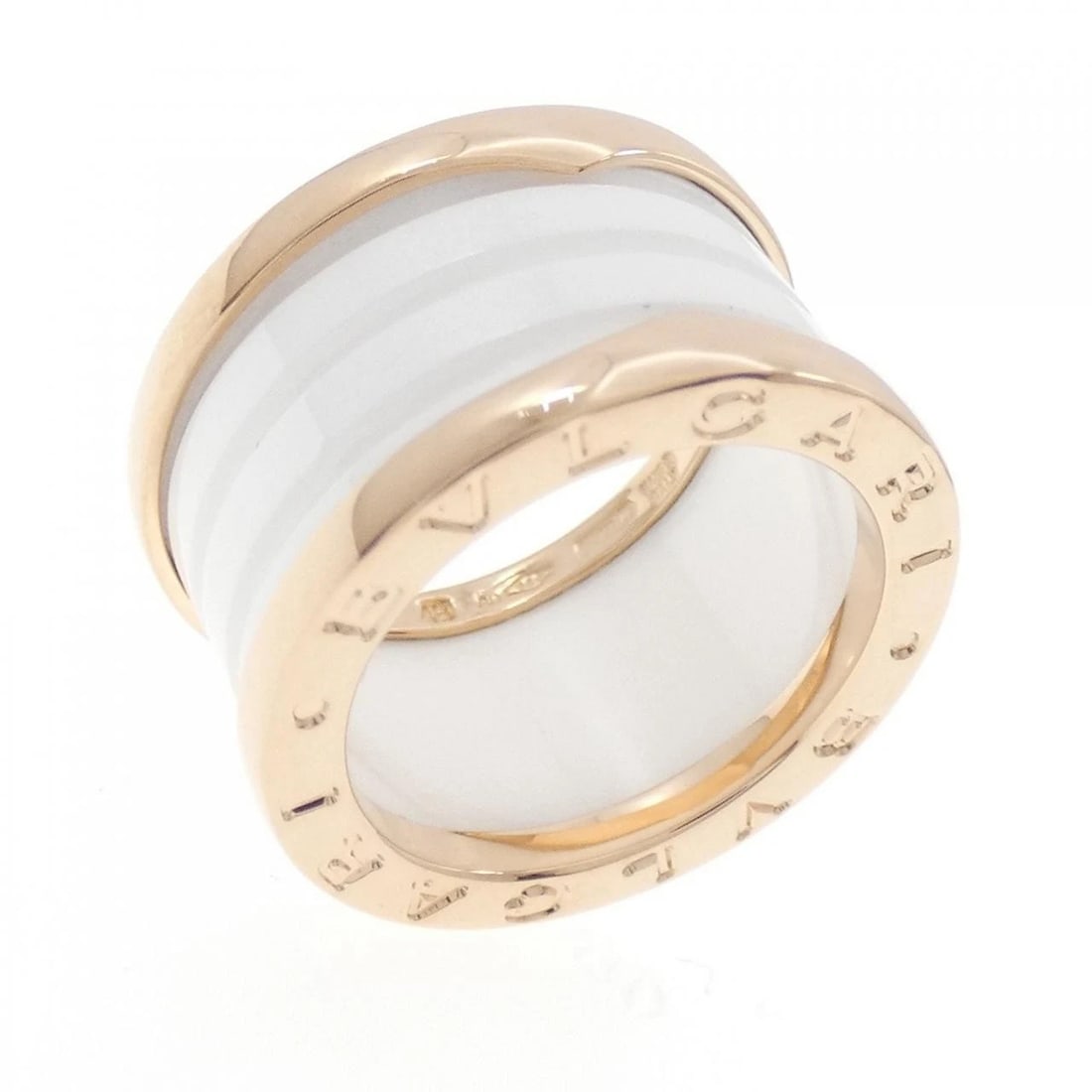 BVLGARI B.ZERO1 4 BANDS RING: BVLGARI B.zero1 4 Bands Ring Brand: BVLGARI Type: Ring Material: 750 Pink Gold ceramic Color: Pink Gold ceramic Size: 4.5-5 (US size) Accessories: None Accessories Notice: When purchasing