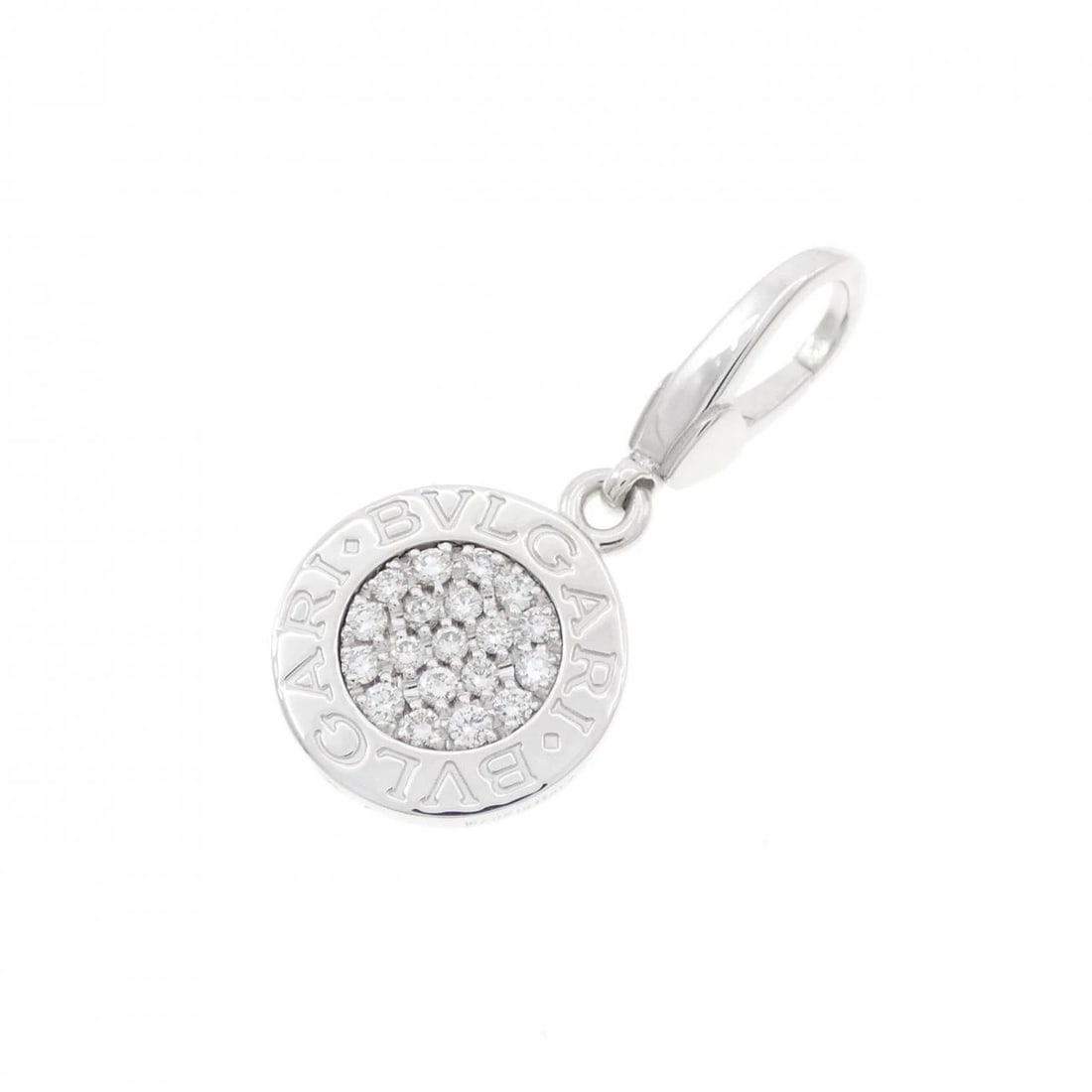 BVLGARI CHARM: Bvlgari Charm Brand: BVLGARI Type: Pendant Brooch Material: 750 White Gold Main Stone Natural Color: White Gold Size: ActualSize HxW: 28.2mmx13.0mm Accessories: None Accessories Notice: When