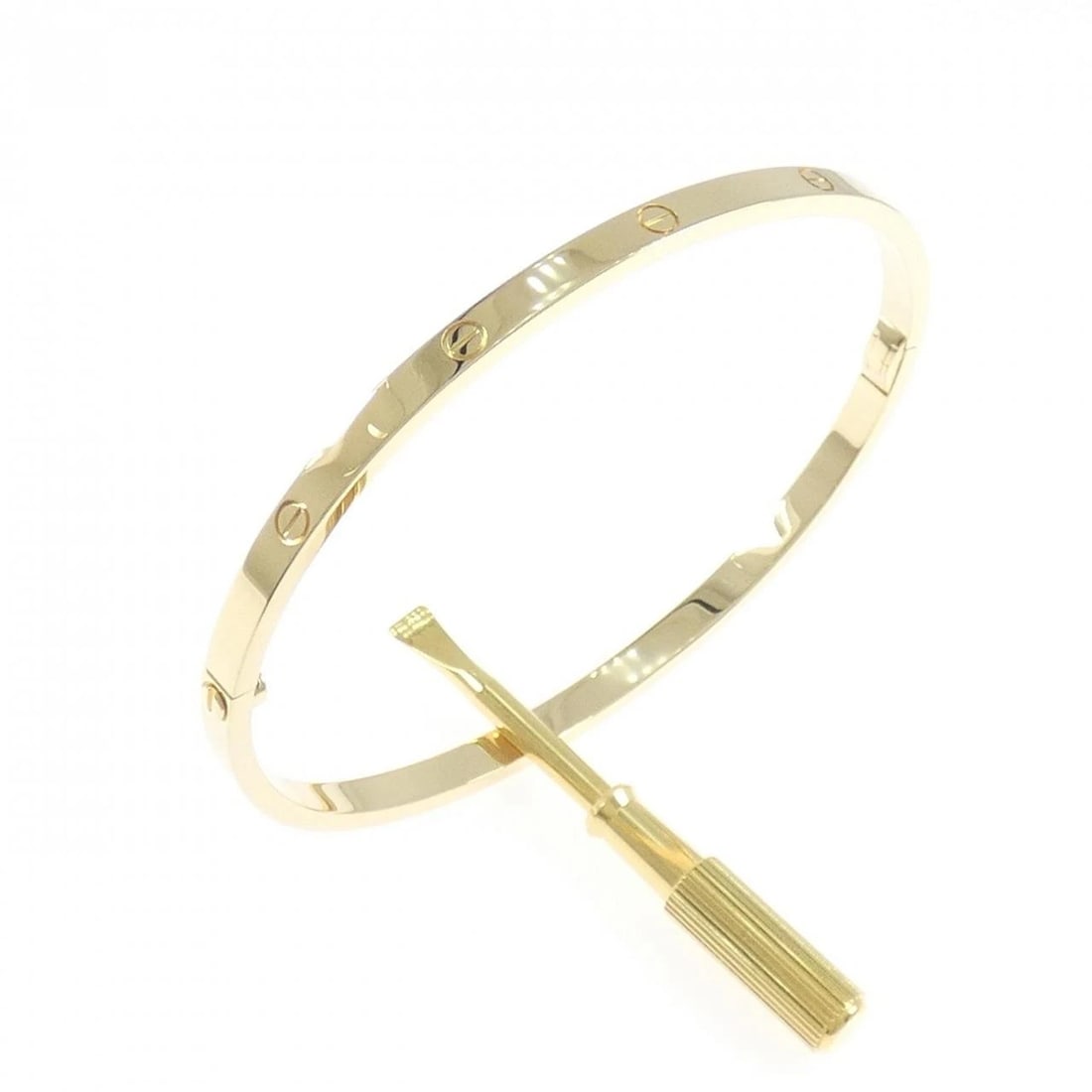 CARTIER LOVE BRACELET SMALL: Cartier Love Bracelet Small Brand: Cartier Type: Bracelet Material: 750 Yellow Gold Color: Yellow Gold Size: 18.5cm(19)ActualSize Max W: 3.6mm Accessories: None Accessories Notice: When