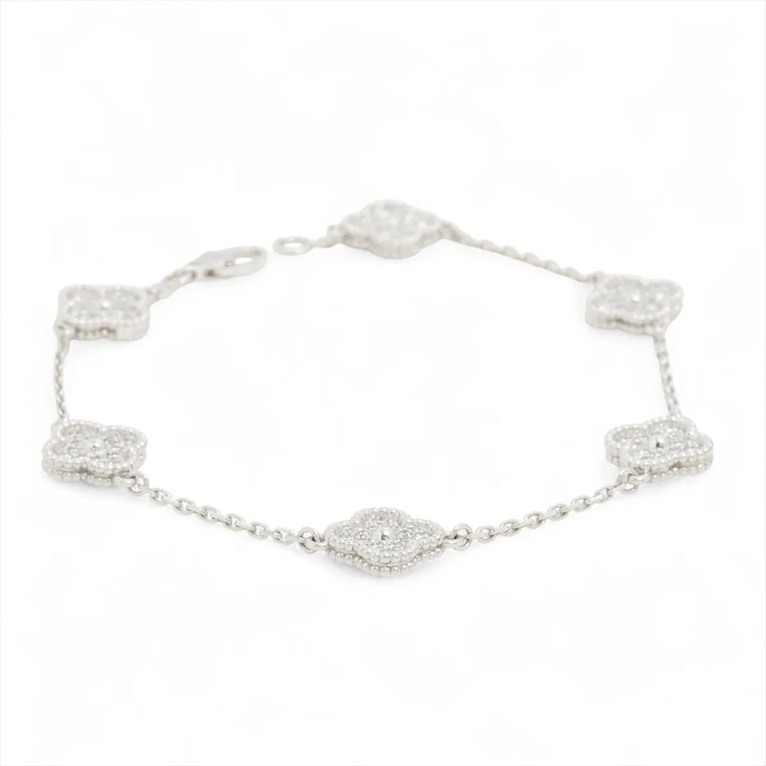 VAN CLEEF & ARPELS SWEET ALHAMBRA DIAMOND BRACELET: Van Cleef & Arpels Sweet Alhambra diamond Bracelet Brand: Van Cleef & Arpels Type/Style: Bracelet Material: 750(WG), Main Stone/Creation Natural Color: Not Specified Size: Size(CM) Bracelet