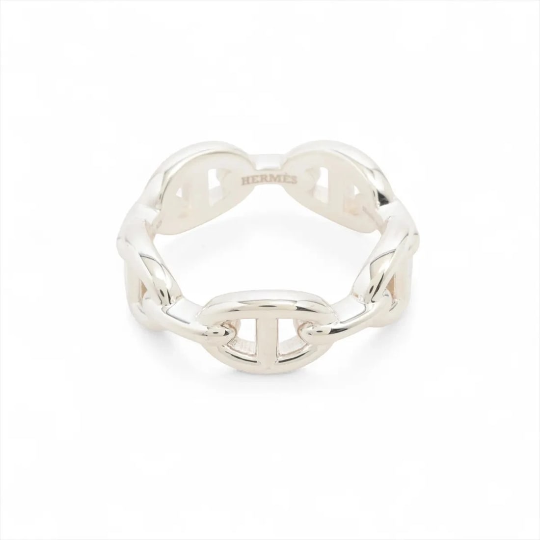 HERMES CHAINE D'ANCRE ENCHAINEE RING: Hermes Chaine d'Ancre Enchainee Ring Brand: Hermes Type/Style: Ring Material: 925, Color: Silver Size: 7.5 US Accessories: None Accessories Notice: When purchasing pre-owned goods, please