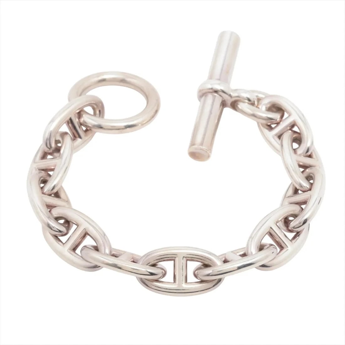 HERMES CHAINE D'ANCRE GM BRACELET: Hermes Chaine d'Ancre GM Bracelet Brand: Hermes Type/Style: Bracelet Material: 925, Color: Silver Size: Bracelet length:14 Accessories: None Accessories Notice: When purchasing pre-owned