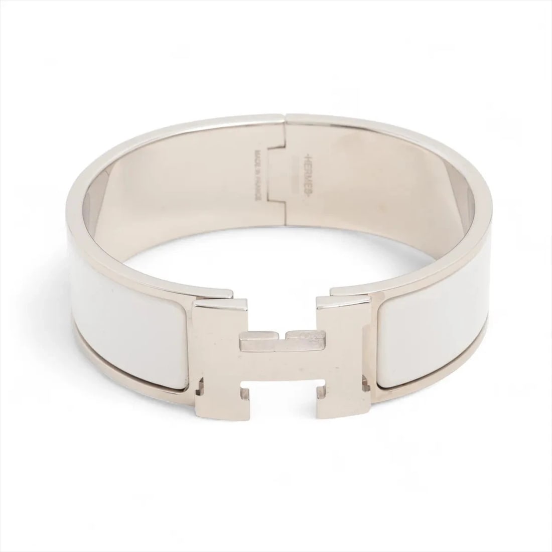 HERMES CLICK CRACK H LARGE BANGLE GP SILVER (1 of 5)