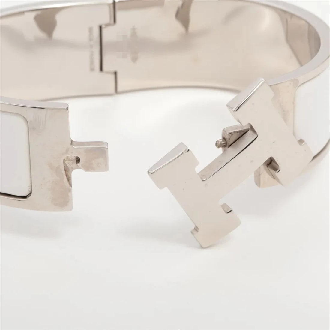 HERMES CLICK CRACK H LARGE BANGLE GP SILVER - 5