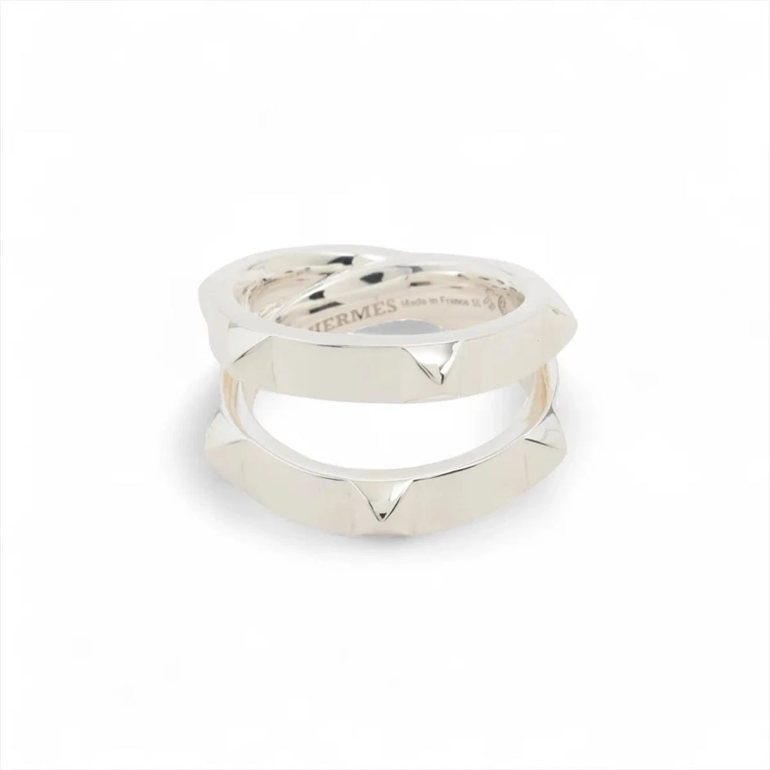 HERMES RING 925 SILVER MINI CREW DOUBLE RING: Hermes Ring 925 Silver mini crew double ring Brand: Hermes Type/Style: Ring Material: 925, Color: Silver Size: 7 -7 .25 US Accessories: None Accessories Notice: When purchasing pre-owned