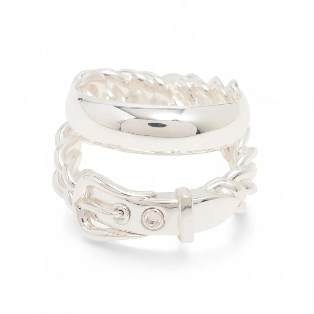 HERMES BOUCLES SERIE UNFLEXIBLES RING: Hermes Boucles Serie unflexibles Ring Brand: Hermes Type/Style: Ring Material: 925, Color: Silver Size: 7.25 US Accessories: None Accessories Notice: When purchasing pre-owned goods, please