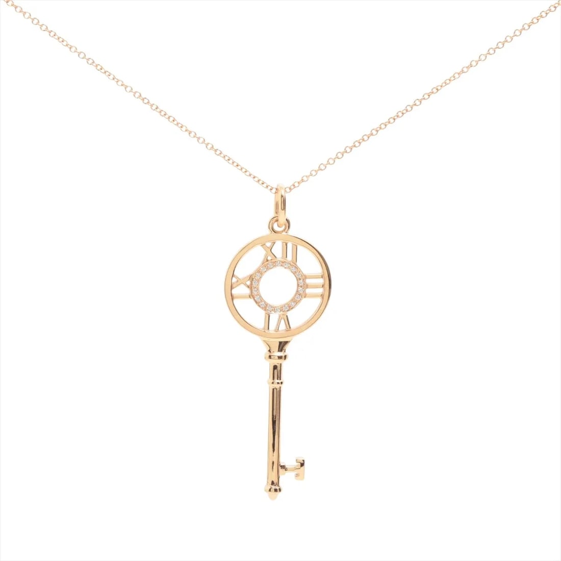 TIFFANY ATLAS KEY DIAMOND NECKLACE 750: Tiffany Atlas Key diamond Necklace 750 Brand: Tiffany Type/Style: Necklace Material: 750(PG), Main Stone/Creation Natural Color: PG Size: Size(CM) Chain length:46 Accessories: None