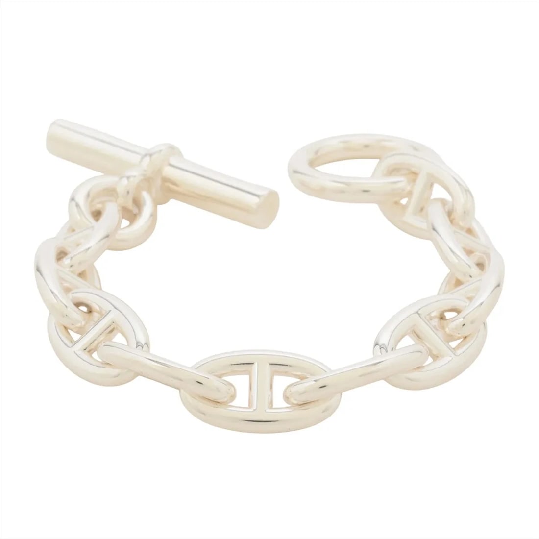 HERMES CHAINE D'ANCRE GM BRACELET: Hermes Chaine d'Ancre GM Bracelet Brand: Hermes Type/Style: Bracelet Material: 925, Color: Silver Size: Bracelet length:13 Accessories: None Accessories Notice: When purchasing pre-owned