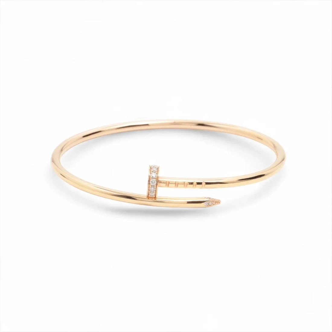 CARTIER JUSTE UN CLOU SM DIAMOND BRACELET 750(PG): Cartier Juste un Clou SM diamond Bracelet 750(PG) Brand: Cartier Type/Style: Bracelet Material: 750(PG), Main Stone/Creation Natural Color: PG Size: Bracelet length:15.1 Accessories: None